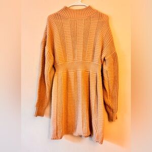 Women’s Beige Cozy Cream Textured  Knit Sweater Dress XL